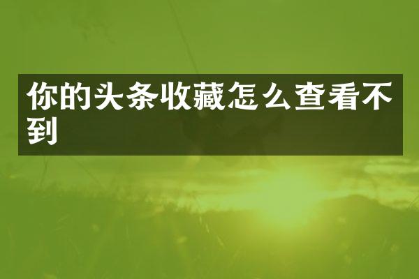 你的头条收藏怎么查看不到