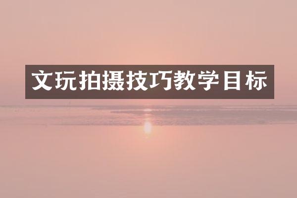 文玩拍摄技巧教学目标