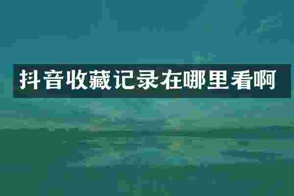 抖音收藏记录在哪里看啊