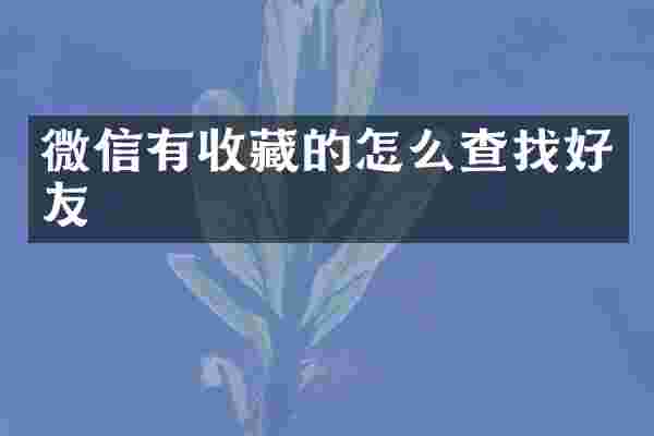 微信有收藏的怎么查找好友