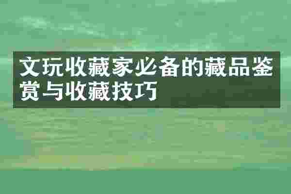 文玩收藏家必备的藏品鉴赏与收藏技巧