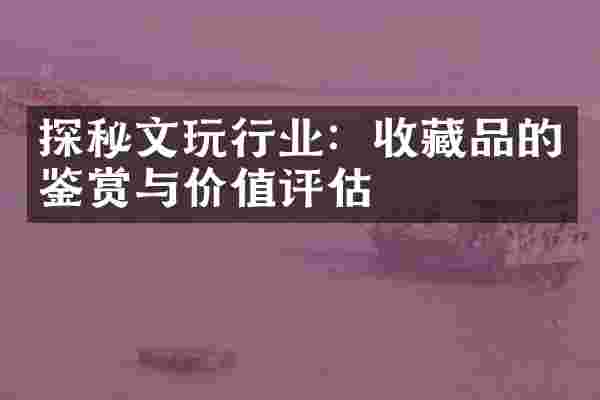 探秘文玩行业：收藏品的鉴赏与价值评估