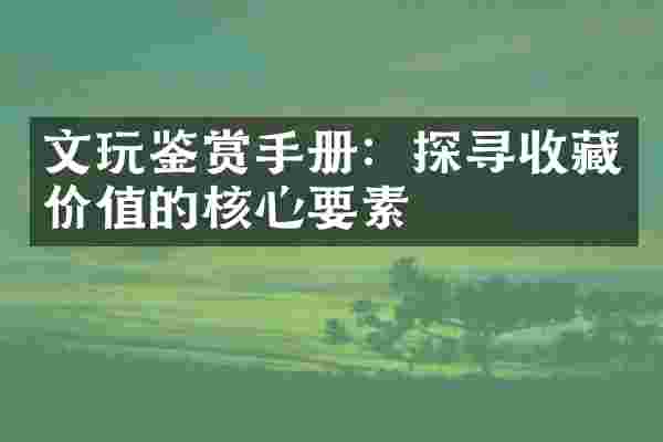 文玩鉴赏手册：探寻收藏价值的核心要素