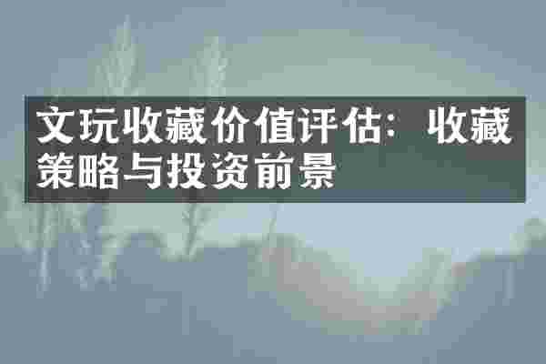 文玩收藏价值评估：收藏策略与投资前景