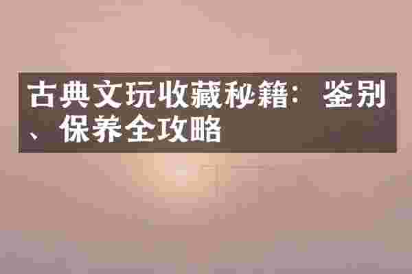 古典文玩收藏秘籍：鉴别、保养全攻略