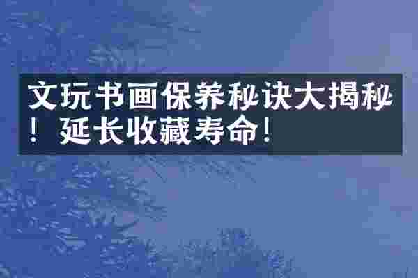 文玩书画保养秘诀大揭秘！延长收藏寿命！