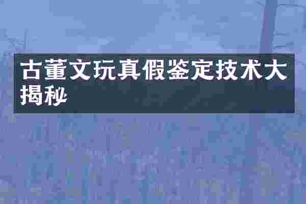 古董文玩真假鉴定技术大揭秘