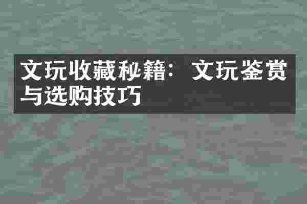 文玩收藏秘籍：文玩鉴赏与选购技巧