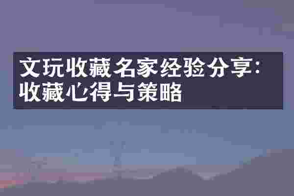文玩收藏名家经验分享：收藏心得与策略