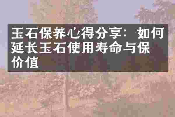 玉石保养心得分享：如何延长玉石使用寿命与保持价值