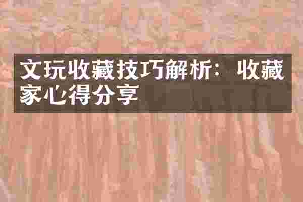 文玩收藏技巧解析：收藏家心得分享