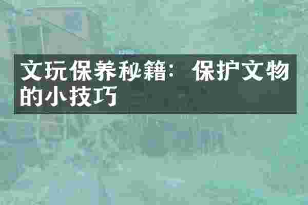 文玩保养秘籍：保护文物的小技巧
