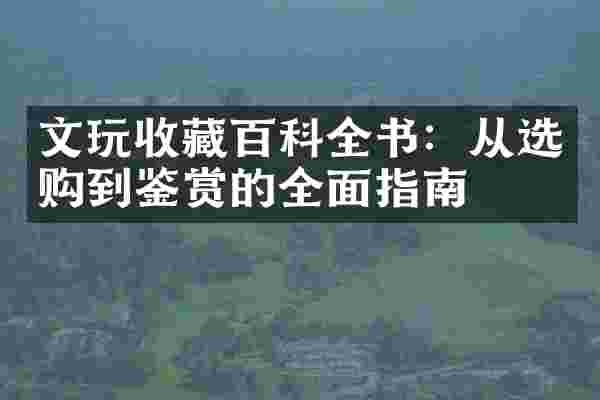 文玩收藏百科全书：从选购到鉴赏的全面指南