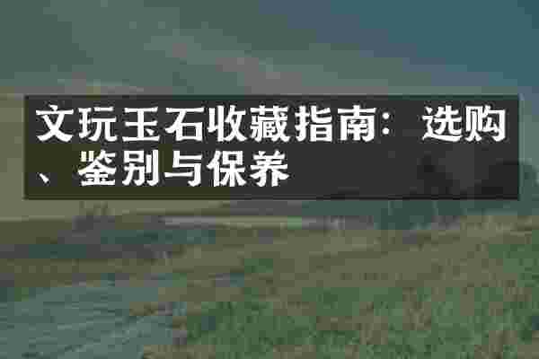 文玩玉石收藏指南：选购、鉴别与保养