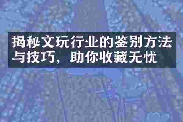 揭秘文玩行业的鉴别方法与技巧，助你收藏无忧