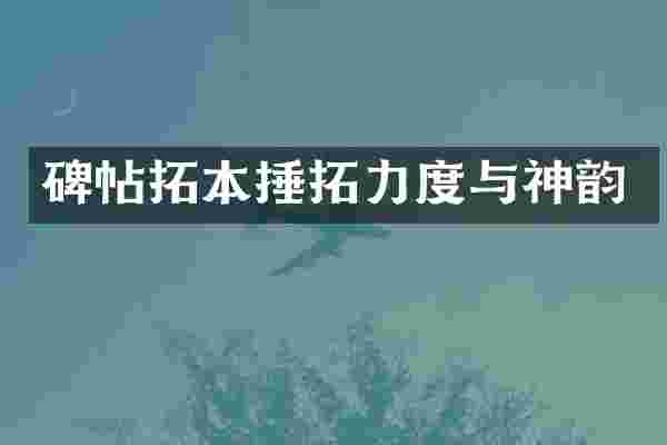 碑帖拓本捶拓力度与神韵