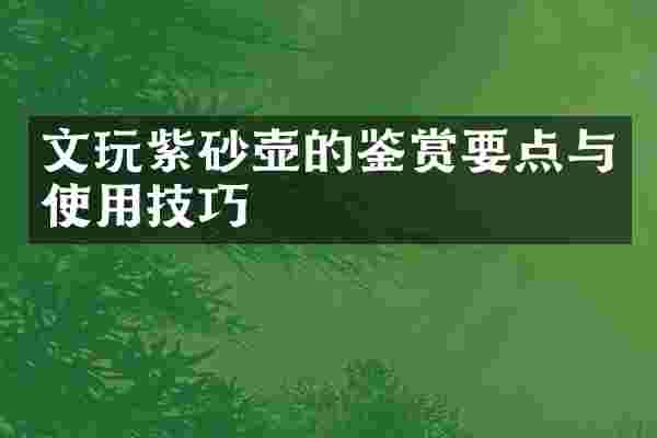 文玩紫砂壶的鉴赏要点与使用技巧